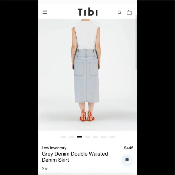 2022 spring Tibi Grey Denim Double Waisted Denim Skirt - Picture 2 of 7
